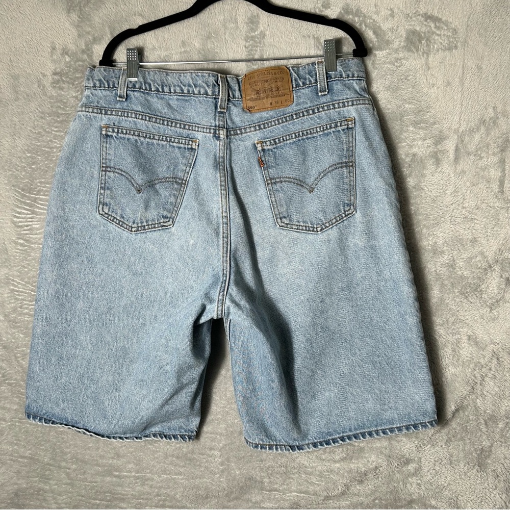 Vintage Levis 560 Orange Tab Shorts Mens Tag Size 38 (35) Blue Denim USA Cotton